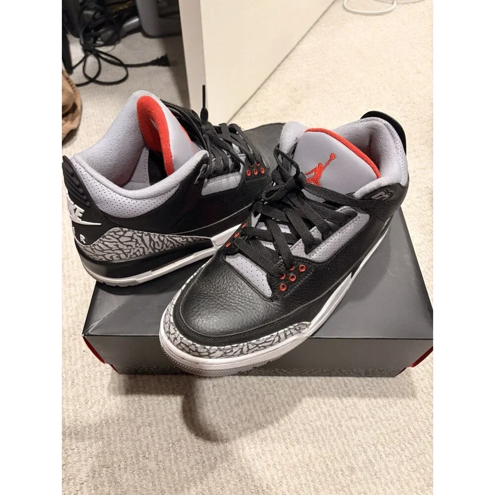 2018 Grail Nike Air Jordan 3 Retro OG Black Cement Leather w/ Box & Receipts 9.5